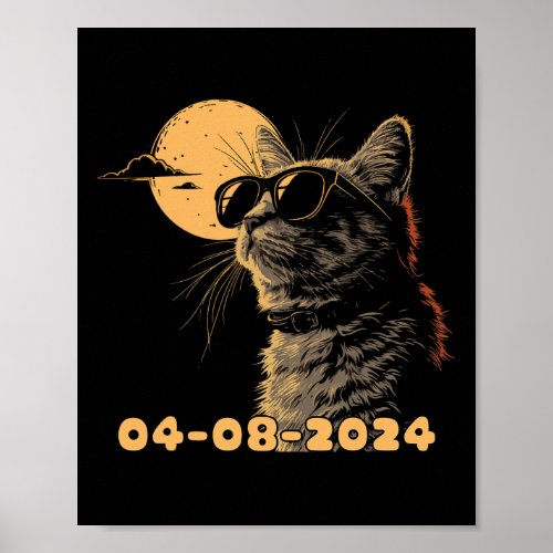 2024 Total Solar Eclipse Cat Watching Total Solar  Poster