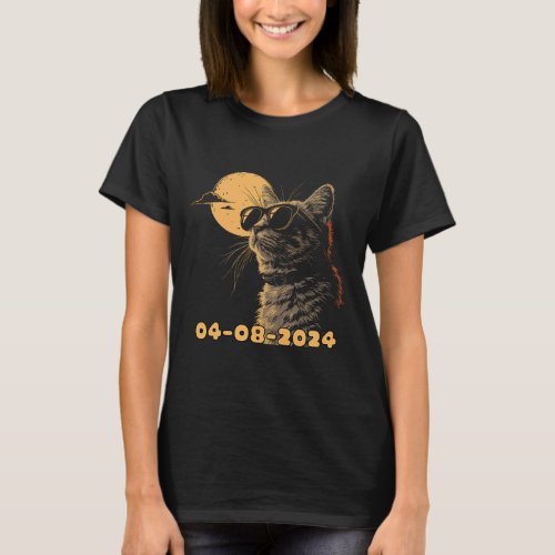 2024 Total Solar Eclipse Cat Watching Total Solar  T_Shirt