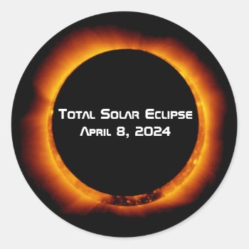 2024 Total Solar Eclipse Classic Round Sticker by GigaPacket at Zazzle