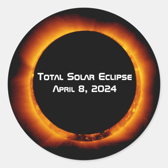 2024 Total Solar Eclipse Classic Round Sticker (Front)