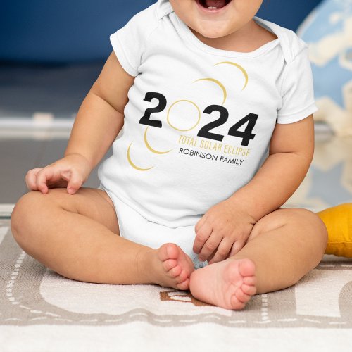 2024 Total Solar Eclipse Customizable Family Name  Baby Bodysuit