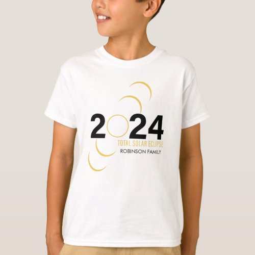 2024 Total Solar Eclipse Customizable Family Name  T_Shirt