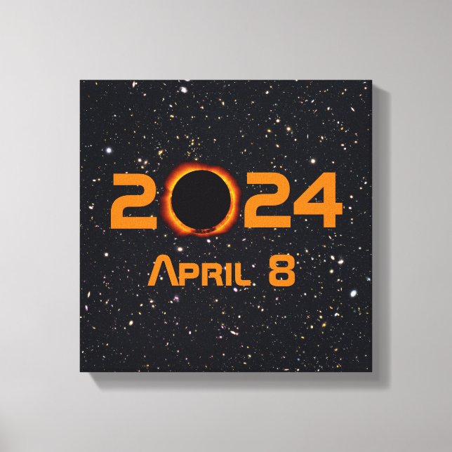 2024 Total Solar Eclipse Date Starry Sky Canvas Print (Front)