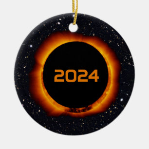2024 Total Solar Eclipse Date Starry Sky Ceramic Ornament