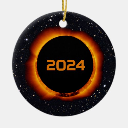 2024 Total Solar Eclipse Date Starry Sky Ceramic Ornament