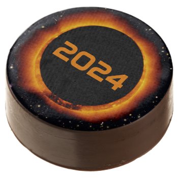 2024 Total Solar Eclipse Date Starry Sky Chocolate Covered Oreo by GigaPacket at Zazzle