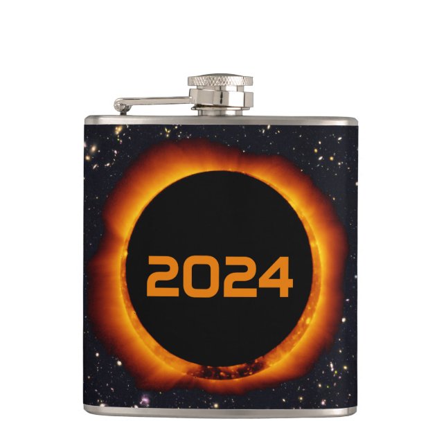 2024 Total Solar Eclipse Date Starry Sky Flask (Front)
