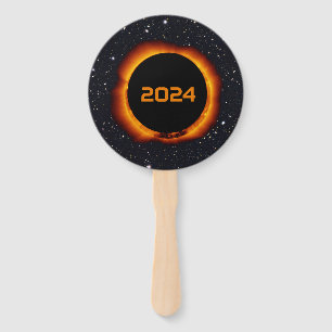 2024 Total Solar Eclipse Date Starry Sky Hand Fan
