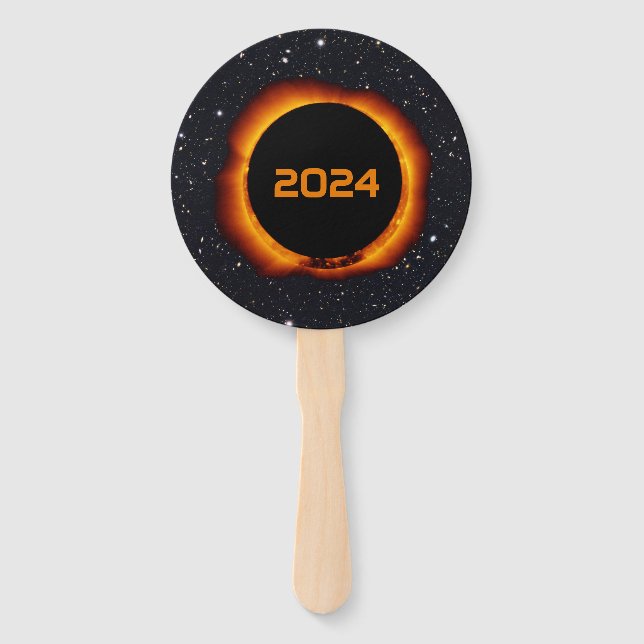 2024 Total Solar Eclipse Date Starry Sky Hand Fan (Front)