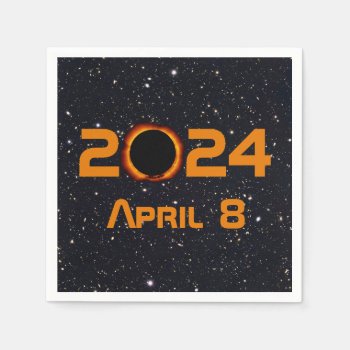 2024 Total Solar Eclipse Date Starry Sky Paper Napkins by GigaPacket at Zazzle