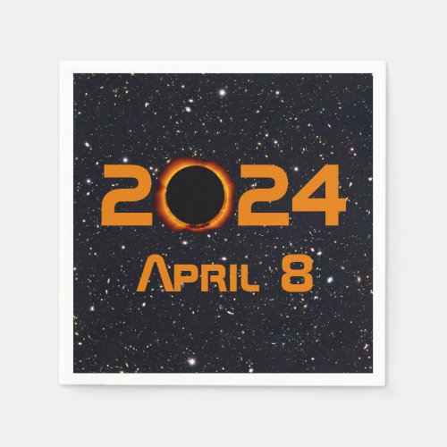 2024 Total Solar Eclipse Date Starry Sky Paper Napkins