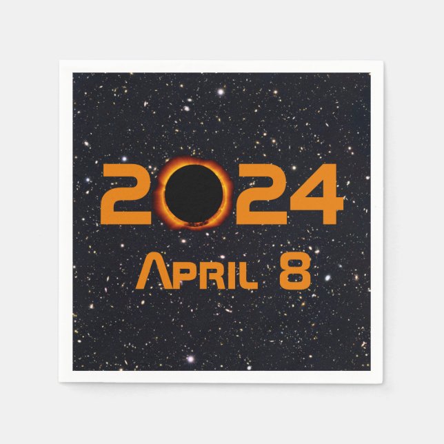 2024 Total Solar Eclipse Date Starry Sky Paper Napkins (Front)