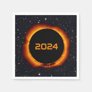 2024 Total Solar Eclipse Date Starry Sky Paper Napkins