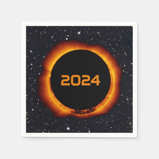 2024 Total Solar Eclipse Date Starry Sky Paper Napkins (Front)
