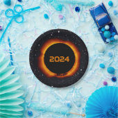 2024 Total Solar Eclipse Date Starry Sky Paper Plates (Party)