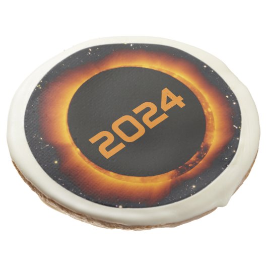 2024 Total Solar Eclipse Date Starry Sky Sugar Cookie (Angled)