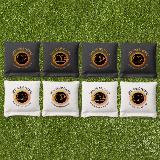 2024 TOTAL SOLAR ECLIPSE Family Souvenir Cornhole Bags (Set)