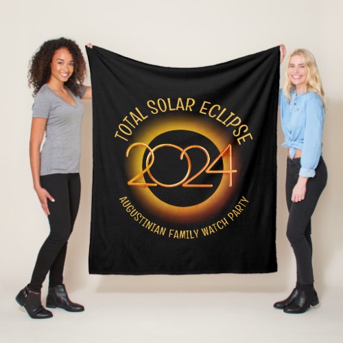 2024 TOTAL SOLAR ECLIPSE Family Souvenir Fleece Blanket
