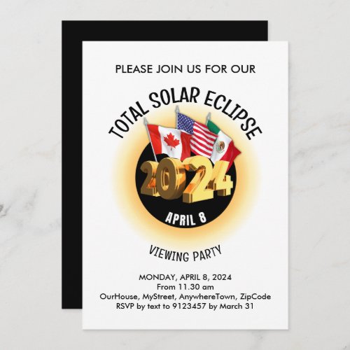 2024 TOTAL SOLAR ECLIPSE Flags Watch Party Invitation