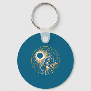 2024 Total Solar Eclipse Funny Bigfoot Sasquatch A Keychain