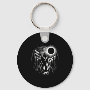 2024 Total Solar Eclipse Funny Bigfoot Sasquatch F Keychain