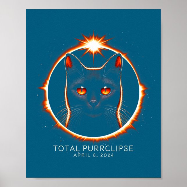 2024 Total Solar Eclipse Funny Purrclipse Cat With Poster (Front)