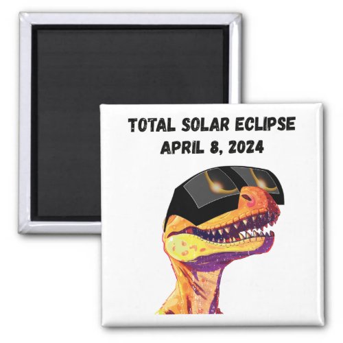 2024 Total Solar Eclipse Grunge Colorful Dinosaur Magnet
