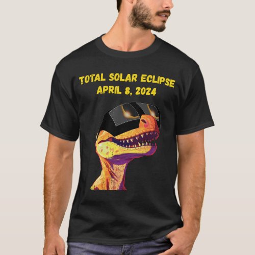 2024 Total Solar Eclipse Grunge Dinosaur T_Shirt