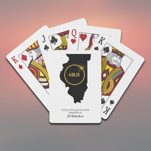 2024 Total Solar Eclipse Illinois Custom Name Poker Cards