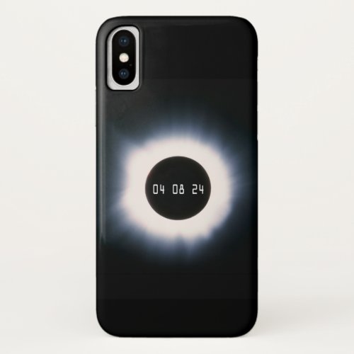 2024 Total Solar Eclipse in Black and White iPhone X Case