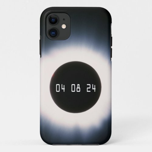 2024 Total Solar Eclipse in Black and White iPhone 11 Case
