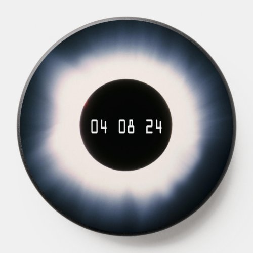 2024 Total Solar Eclipse in Black and White PopSocket