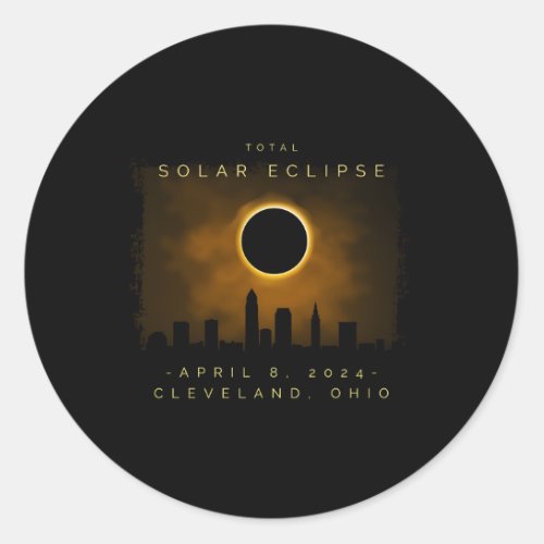 2024 Total Solar Eclipse In Cleveland Classic Round Sticker