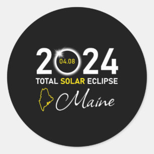2024 Total Solar Eclipse Maine State  Classic Round Sticker