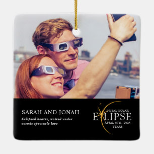 2024 Total Solar Eclipse Photo Couples Gifts Ceramic Ornament