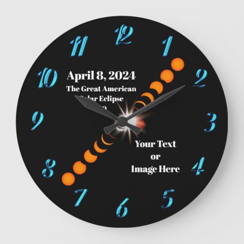 2024 Total Solar Eclipse Pocket Large Clock