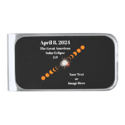 2024 Total Solar Eclipse Silver Finish Money Clip