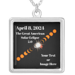 2024 Total Solar Eclipse Silver Plated Necklace