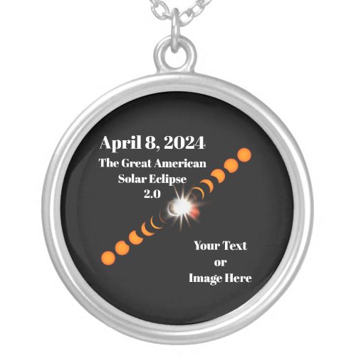 2024 Total Solar Eclipse Silver Plated Necklace