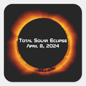 2024 Total Solar Eclipse Square Sticker by GigaPacket at Zazzle