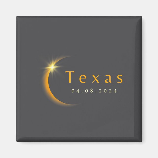 2024 Total Solar Eclipse State Texas April 8, 2024 Magnet (Front)