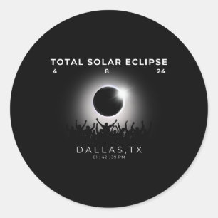 2024 Total Solar Eclipse Totality Dallas Texas Wat Classic Round Sticker