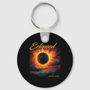 2024 Total Solar Eclipse Totality Sun Moon Keychain