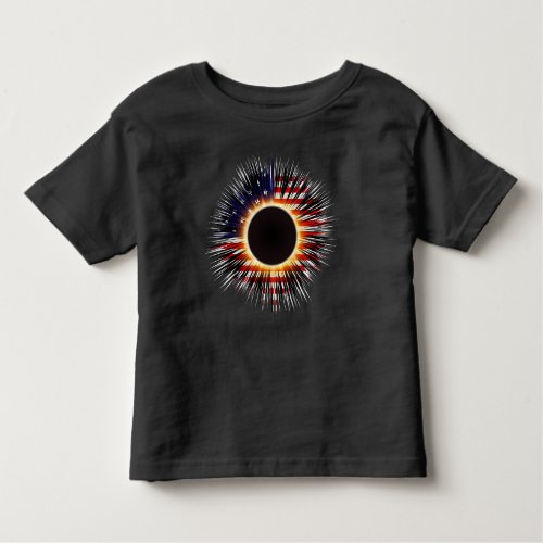 2024 Total Solar Eclipse Totality USA Flag Graphic Toddler T_shirt