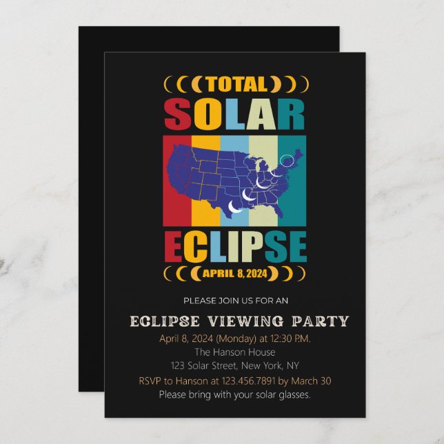 2024 Total Solar Eclipse Viewing Party Invitation (Front/Back)