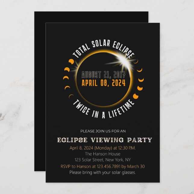 2024 Total Solar Eclipse Viewing Party Invitation (Front/Back)