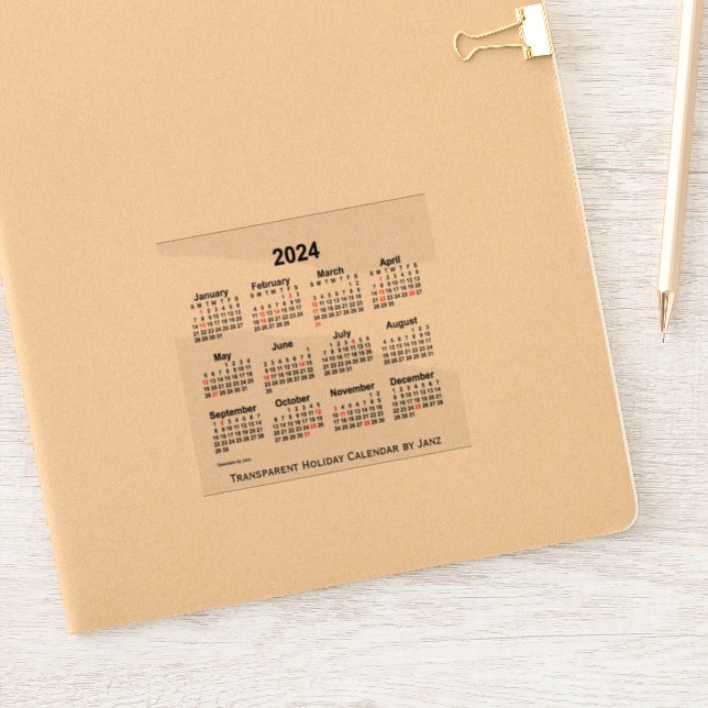 2024 Transparent Holiday Calendar by Janz Sticker (Notebook)