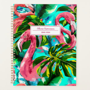 2024 Tropical Flamingo Personalized Name Planner