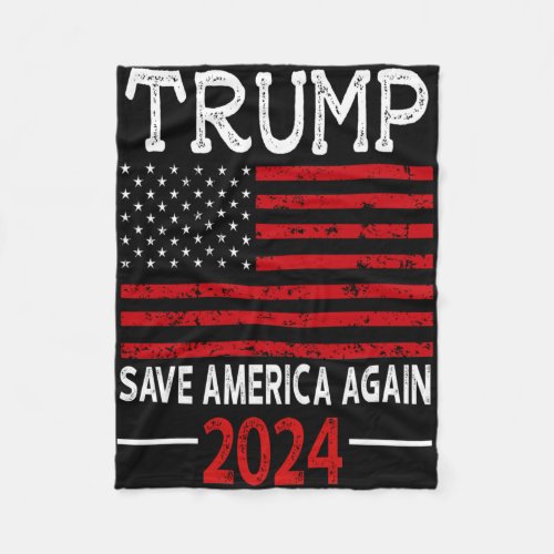 2024 Trump Save America Again USA Flag  Fleece Blanket