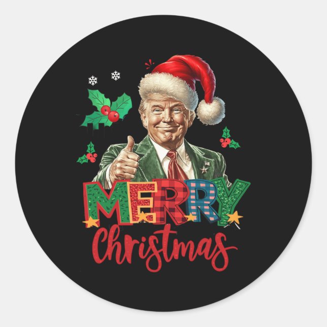 2024 Trump Winner Election Merry Christmas Funny T Classic Round Sticker (Front)